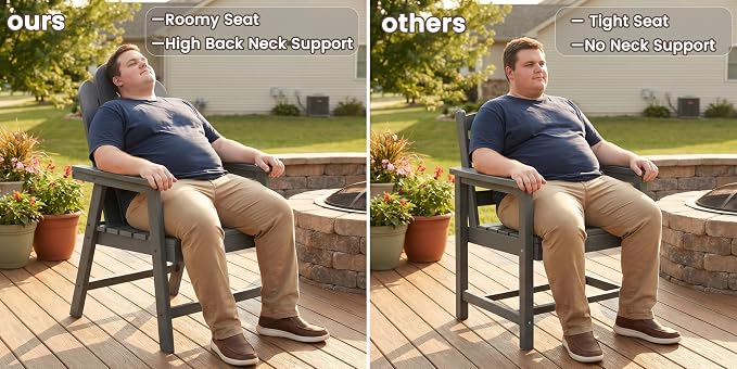 9 Piece Outdoor Dining Table Set for 8, Patio Chairs, Gray | 75.2” table,8 seat patio dining set, durable HDPE wood-look, table hole stable and spacious design for family gatherings