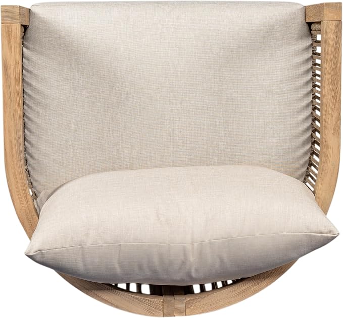 Christopher Knight Home Eden 5 Piece Patio Furniture Set with MGO Fire Pit + Tank Holder, 4-Seater Outdoor Acacia Wood Conversation Set with Cushions and Rectangular Fire Table, Light Teak+Beige+Gray