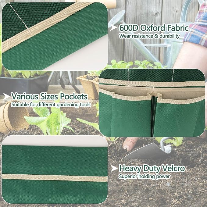 YBB 2 Pack Garden Pouches for Kneeler, Portable Tool Storage Bags Oxford Multiple Storage Pockets Organizer for Outdoor Gardening Kneeling Stool