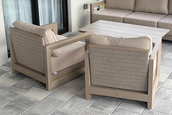 PURPLE LEAF Patio Furniture Set Enclosed Outdoor Couch with 9.6" Thick Cushion and Soft Pillows 12 Piece Outdoor Sectional Sofas with Table Modern Outdoor Conversation Sets for Yard Porch Deck, Khaki