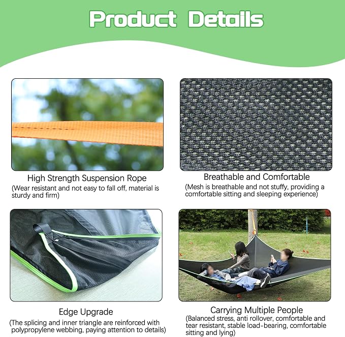 Triangle Hammock 13ft Camping Hammock for Outside Portable Outdoor Travel Multi Person Tree Hammock with 3 Ratchet Tie Down Straps & Net Pocket Max 800 lbs for 2-6 Adult Kid (157''/400cm)