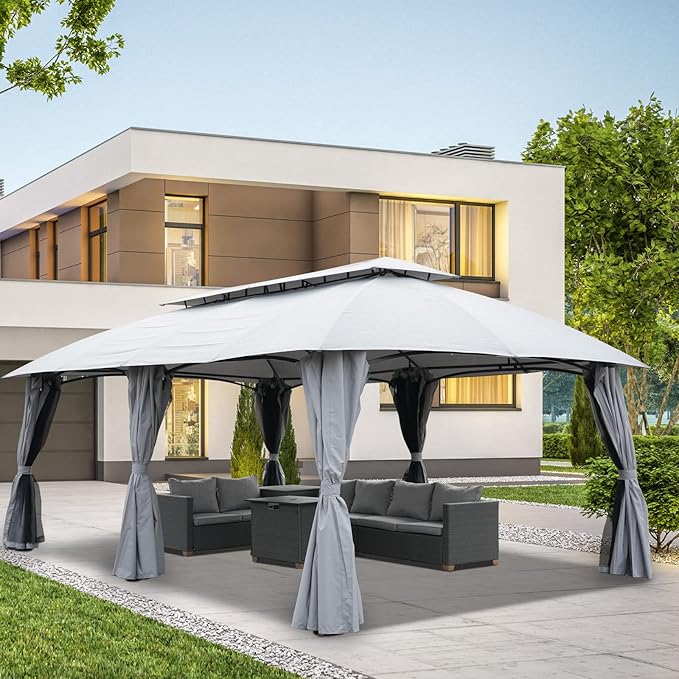 Grand Patio 13x20 Replacement Canopy Top Double Soft Gazebo Canopy (ONLY Top Canopy Without Frame)