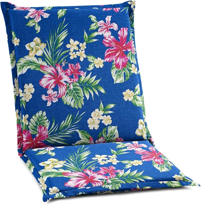 BrylaneHome Bh Outdoor Performance Flanged Hinged Cushion - Cobalt Tropicana