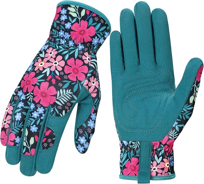 Pleneal Gardening Gloves for Women, Garden Gloves Protective Working Gloves | Abrasion Resistant, Double-Layer Padded Palm, Breathable & Sweat-Absorbent Back, Elastic Wrist Closure, Flexible & Ergonomic