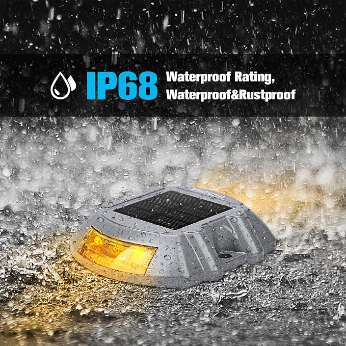 VOLISUN Solar Deck Driveway Dock Lights,Solar Pathway Lights,Warm 16 Pack | Solar Powered LED, IP68 Waterproof Led Outdoor Warning Step Marine Lights for Sidewalk Garden Yard