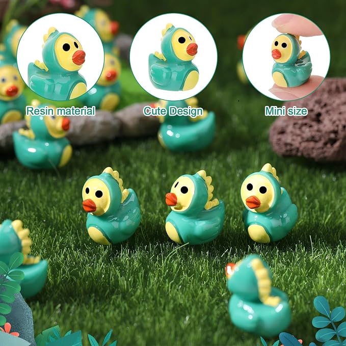 30 Pcs Dinosaur Ducks, Mini Dinosaur Resin Ducks Bulk, Cute Toy Figures for Birthday Party Favors Landscape Decorations (Dinosaurs Duck)
