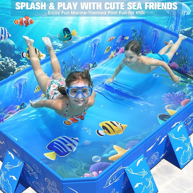 FizZeal Kiddie Pool with Canopy,Baby Swimming Pool for Toddler,Non-Inflatable Portable Pool for Kid,Foldable Toddler Pool with Shade,Kids Pool for Backyard.Outdoor Pop Up Kiddie Beach Pool 51"x38"x31'