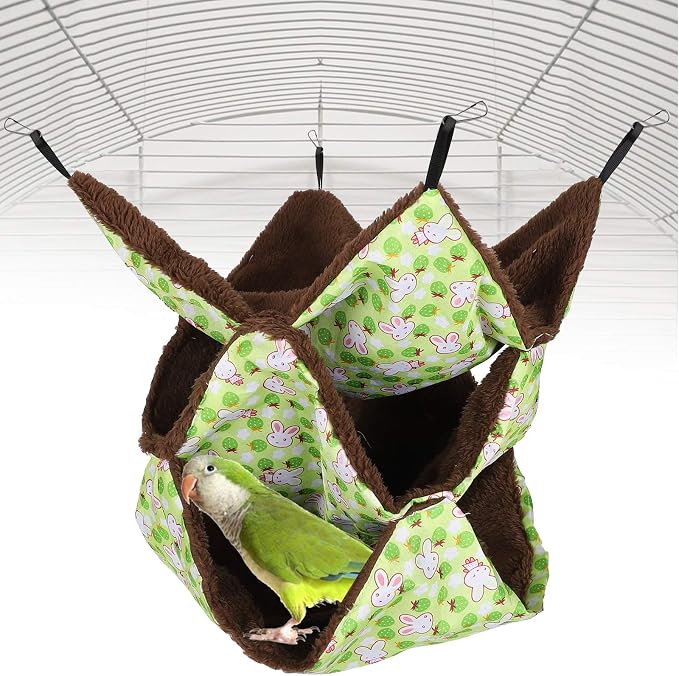 Guinea Pig Cage Hammock, Cute Rat Hamster Hanging Hammock Bed, Small Animals House Cage Accessories Toy for Hamster (Green)