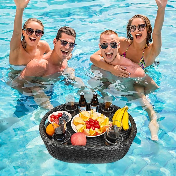 Floating Tray for Pool，Floating Pool Tray, Floating Tray - Floating Pool Table, Ideal for Food & Drinks - Floating Table for Pool - Essential Floating Food Tray for Pool Activities(Oval Small)