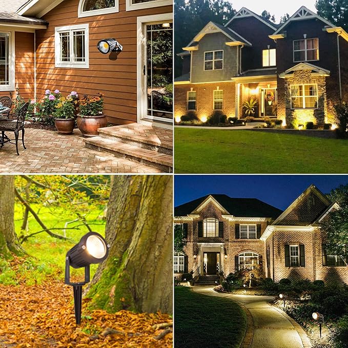 ZUCKEO Low Voltage Landscape Lights LED Landscape Lighting, 5W 12V Garden Pathway Lights Waterproof Warm White Walls Trees Flags Outdoor Landscape Spotlights with Stakes (8 Pack)