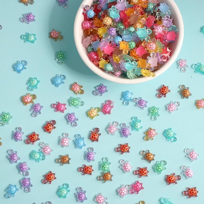 Mini Resin Turtles, Glow in The Dark Tiny Turtle Figurines, Miniature Landscape Ornaments for DIY Fairy Garden, Dollhouse, Aquarium, Fish Tank, Plant Pot Decor, Party Craft Supplies (400)