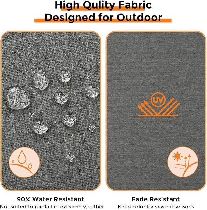 Magpie Fabrics Indoor Outdoor Cushion Cover Replacement 2 Pack, NO Insert! Water Repellent Slipcover with Ties Decor for Patio Garden Chair Sofa Bench Wicker(Dark Grey, 24x24x4 Inch)