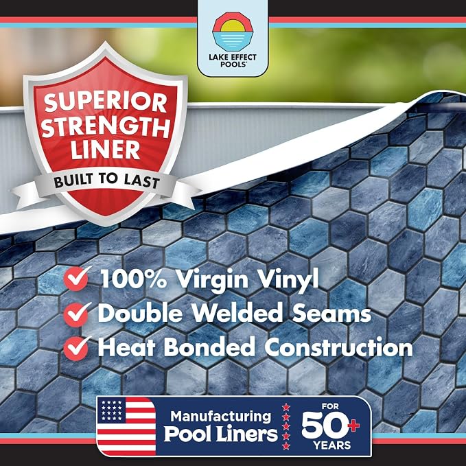 Lake Effect Pools 'Bora Bora' 15 ft Round Above Ground Swimming Pool | 52 Inch Resin Protected Steel Sided Walls | Bundle Includes: 25 Gauge Overlap Liner & Widemouth Skimmer