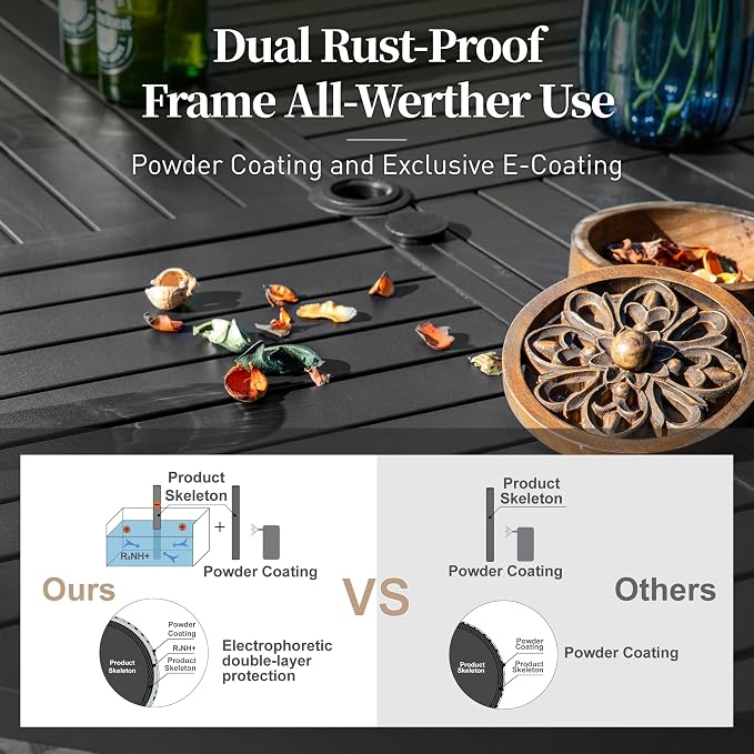 SUNSHINE VALLEY Patio Table and Chairs Set of 4, All-Weather Breathable Metal Mesh Patio Chair with Gourd-Shaped Armrests, 42x42 Round Table with Umbrella Hole, 5 Pcs Metal Frame Patio Dining Set