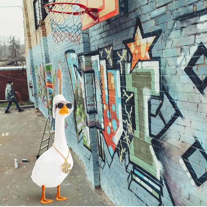 80s/90s Porch Goose Outfit Bucket Hat Halloween Goose Outfit for 17''/23'' Porch Statue Garden Patio Statue Decor