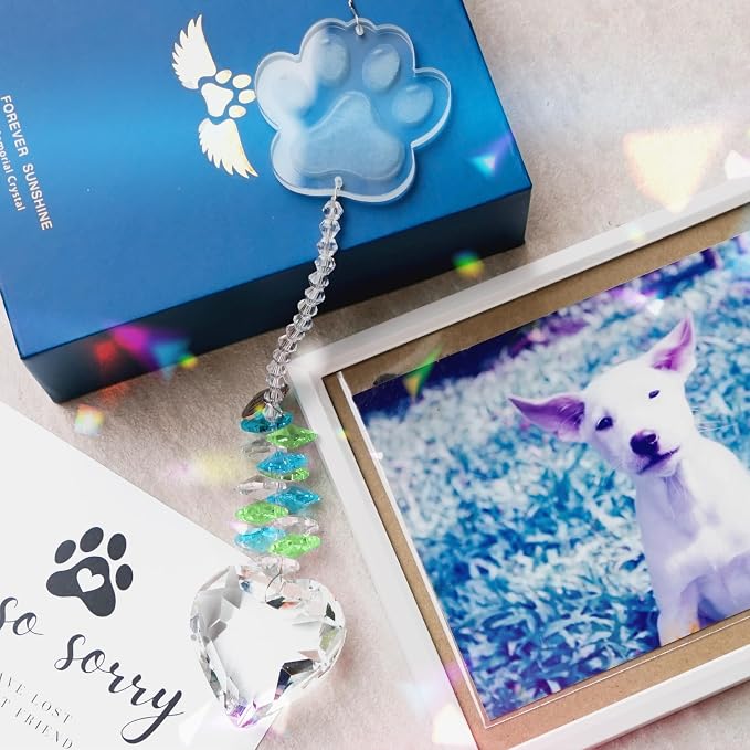 Pet Memorial Suncatcher, Dog Memorial Gifts, Pet Loss, Pet Sympathy, Thoughtful Dogs and Cats Remembrance, Bereavement Gifts - Green