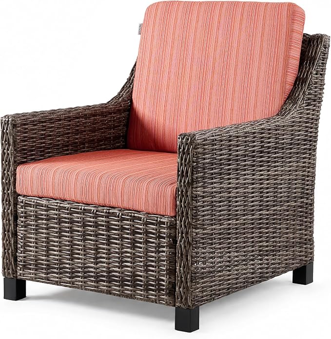 Wicker Patio Conversation Set, Outdoor Patio Chair Set with Deep Seating, Wide Armrests & Thick Cushions, All-Weather Outdoor Furniture Set for Patio, Porch, Deck & Backyard