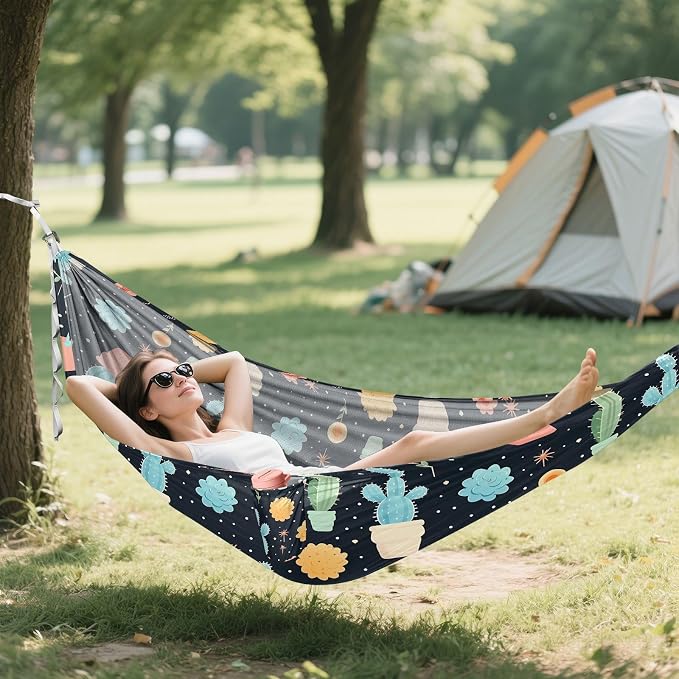 Camping Hammock Outdoor Hammocks for Outside Ball Cactus Cute Black Beach Trees Portable Lightweight with Pockets Tree Straps Indoor Small