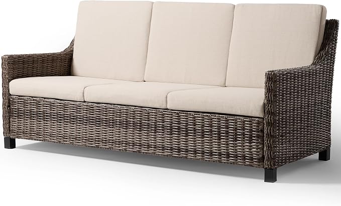Wicker Patio Conversation Set, Outdoor Patio Chair Set with Deep Seating, Wide Armrests & Thick Cushions, All-Weather Outdoor Furniture Set for Patio, Porch, Deck & Backyard