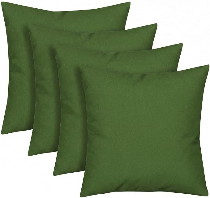 RSH DECOR: Outdura Square Throw Pillows Set of 4 | 20" x 20" | Water and Fade-Resistant Performance Fabric | Outdoor Pillow Covers with Down-Alternative Inserts | Made in USA (Clover Green)