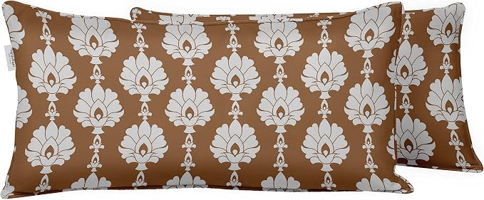 Indoor/Outdoor Polyester Fabric Lumbar Pillow Cover, All-Weather Waterproof Rectangular Cushion Case for Patio Furniture, 12 x 18 Set of 2 - Block-88