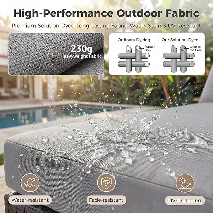 NICESOUL 13 Piece Outdoor Wicker Patio Furniture with Fire Pit, Oversized Grey Outdoor Seating Set with Fire Pit Table & Chaise Lounge, 29.3" High Back Sectional Couch Sets for Tall/Big Person