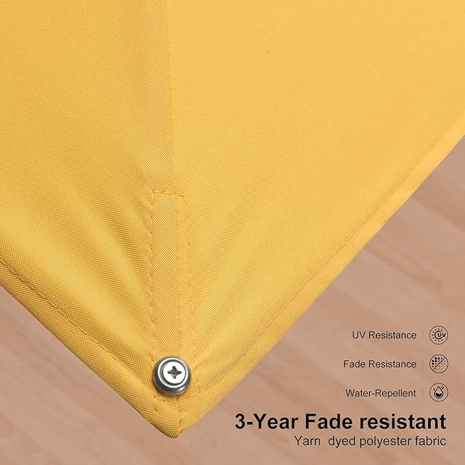 PURPLE LEAF 10' × 13' Patio Umbrella White Cantilever Umbrella Aluminum Square Outdoor Offset Umbrella Hanging Windproof with 360° Rotation for Garden Deck Pool, Yellow