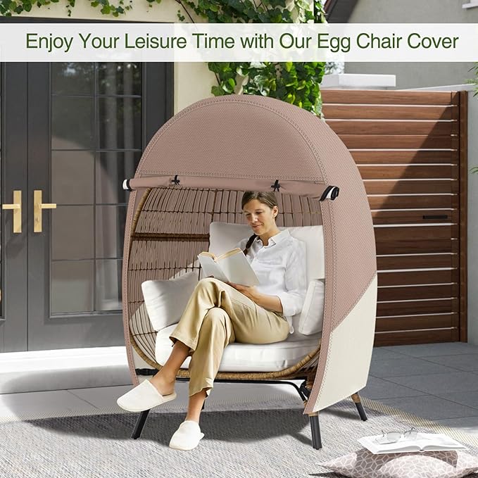 Porch Shield Patio Egg Chair Cover - 600D Waterproof and UV Resistant Wicker Outdoor Basket Chair Cover 42W x 36D x 56H inches