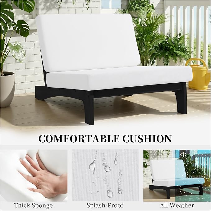 4 Piece Teak Outdoor Patio Frutnire Set, 4 Seater Patio Conversation Sets with Thick Cushions, Outdoor Sectional Furniture with Coffee Table - Beige