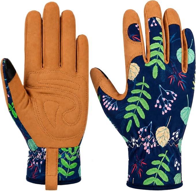 Flora Women's Gardening Gloves, Thorn Proof Microfiber Leather Garden Gloves for Women, Breathable Grip for Rose Garden Planting, Pruning, Weeding, Digging and Yard Work