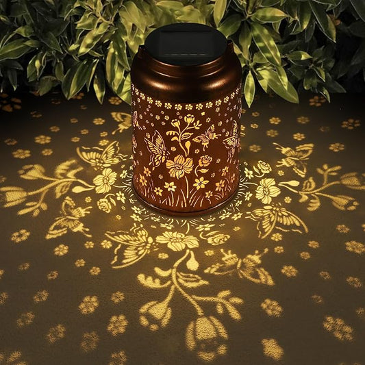 Butterfly Solar Lanterns Outdoor Waterproof Garden Decor Gifts for Women | Metal Hanging Solar Lights Birthday Gifts for Grandma Mom Solar Decoration Outside for Yard, Patio, Backyard, Porch