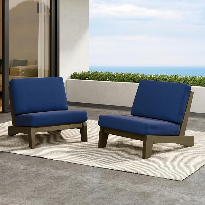 2 Pieces Patio Furniture Sets, All-Weather Outdoor Wood Bistro Set Patio Conversation Chiarsfor Balcony, Backyard