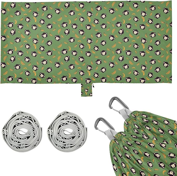 Camping Hammock Outdoor Hammocks for Outside Monkey Banana Green Beach Trees Portable Lightweight with Pockets Tree Straps Indoor