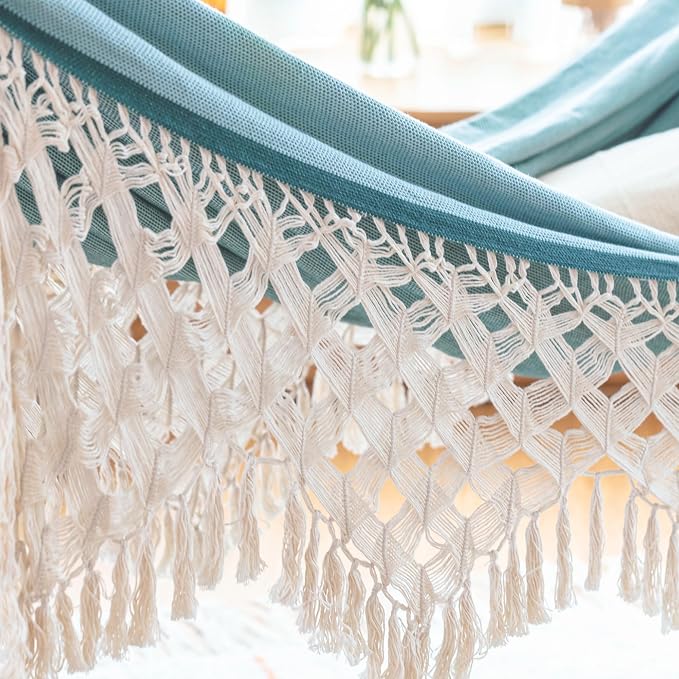 LA SIESTA® - XL King Bossanova Brazilian Hammock - Luxurious Comfort, Organic Cotton Handmade in Brazil - Boho Hammock, Macrame Hammock - Extra-Wide Indoor Hammock Bed for Relaxation - Fjord