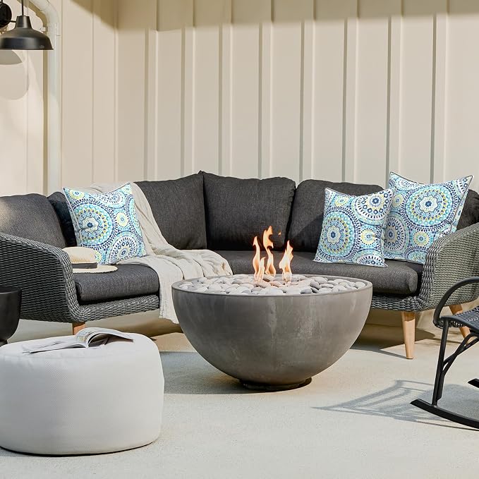 LVTXIII Set of 2 Patio Throw Pillows Waterproof 20"x20" Fade Resistant Outdoor Throw Pillows with Inserts, Fluffy Decorative Garden Toss Pillow Cushions for Home Patio Coach Sofa Use, Delancey Baltic