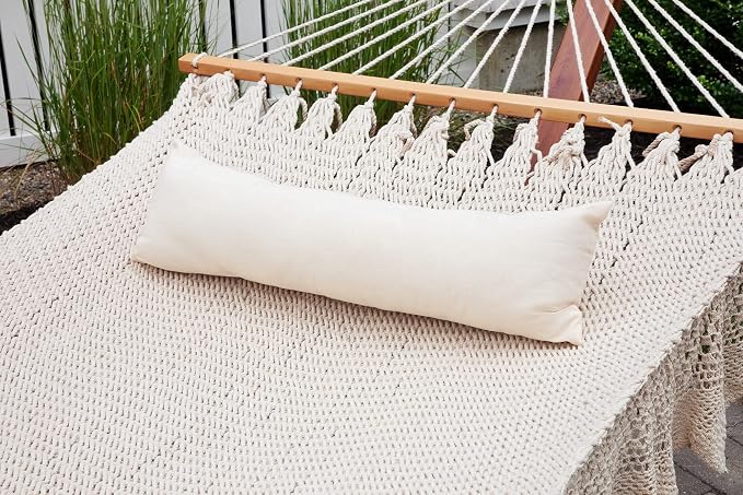 Sol Living Acapulco Outdoor Patio Pillow Cotton Hammock Cushion Patio Swing Chair Accessories Hand Woven Decorative Accent Throw Pillow Use Inside Outside Backyard Decor Porch Swing - Natural