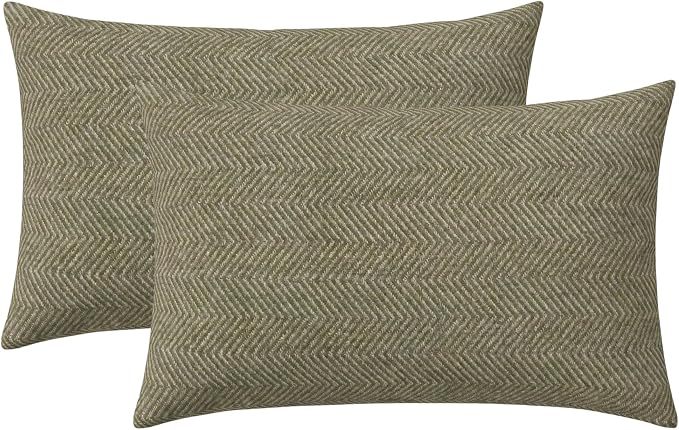 RSH DECOR: Sunbrella Jumbo Lumbar Pillows Set of 2 | 26" x 16" | Water and Fade-Resistant Performance Fabric | Outdoor Pillow Covers with Down-Alternative Inserts | Made in USA (Spirit Fern)