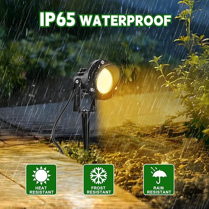 Romwish Outdoor Spotlight 3000K Warm White,12W LED Spot Lights Outdoor for Yard Garden Tree, 120V Plug in Landscape Lighting with IP65 Waterproof for Lawn Decorative, 8 Pack