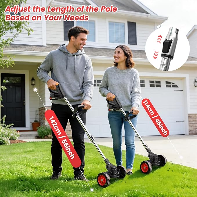 ALSO GO Cordless Weed Wacker 24V, Electric Grass Trimmer with 2 * 4A Batteries & Charger, 3 in 1 Stringless Weed Trimmer, Battery Powered Weed Eater/Brush Cutter/Lawn Mover for Garden and Yard