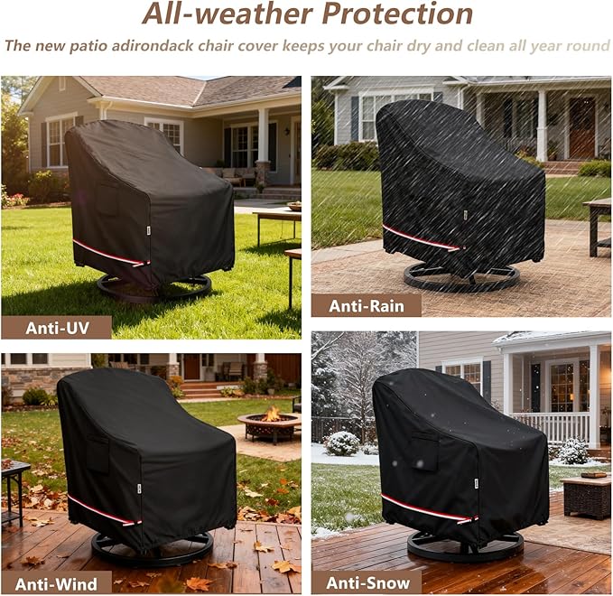 Patio Chair Covers for Outdoor Furniture Waterproof 2 Pack, Heavy Duty Waterproof Outdoor Swivel Chair Cover (35"W x37"D x36"H - Black)
