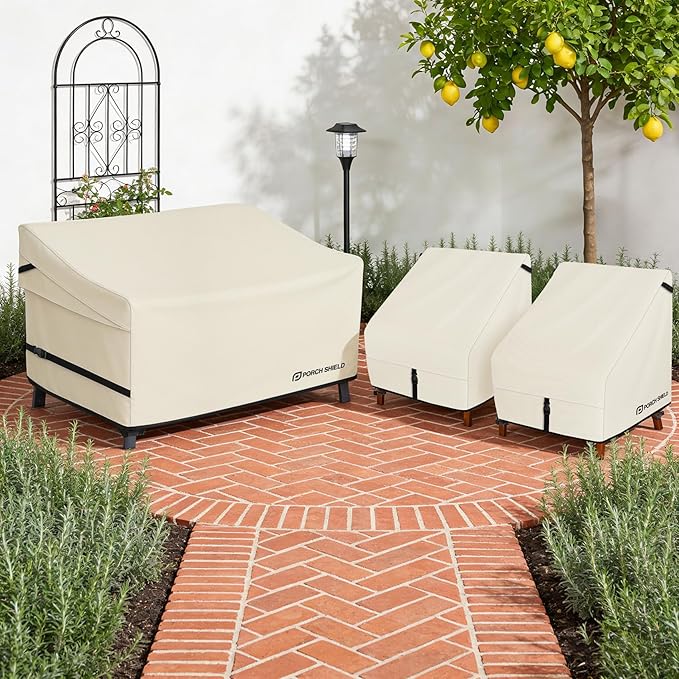 Porch Shield Waterproof Outdoor Deep Seat Sofa Cover –Patio Furniture Couch Cover 92W x 40D x 35H inch, Beige