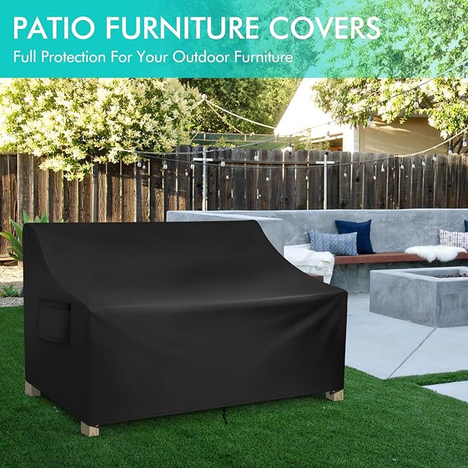 WLEAFJ Patio Sofa Cover Waterproof, 4-Seater Outdoor Sofa Cover, Heavy Duty Outdoor Couch Cover, Large Lawn Patio Furniture Covers with Air Vent, 104’’ W x 40’’ D x 33’’ H