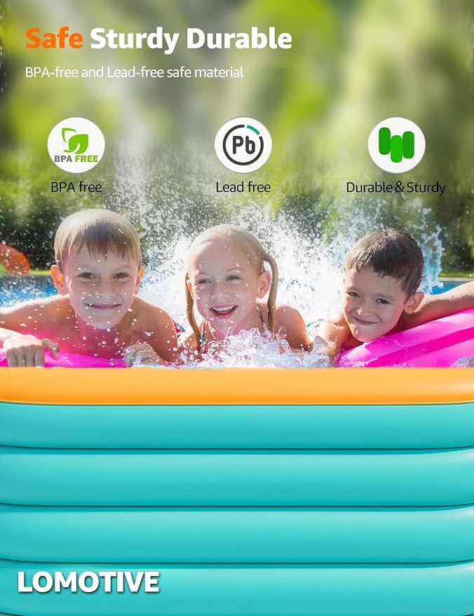 120" 4-Layer Thickened Inflatable Pool for Kids & Adults,Orange | 120",4-Layer,0.32mm Thickened PVC,16Lbs,Swimming Pool for Family, pets,Backyard,Outdoor Summer