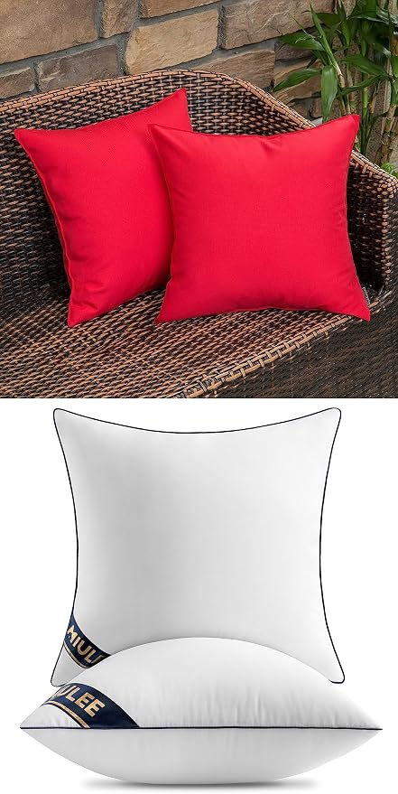 MIULEE Pack of 2 Decorative Water Proof Pillow Covers Red Bundle Set of 2 Pillow Inserts 18x18