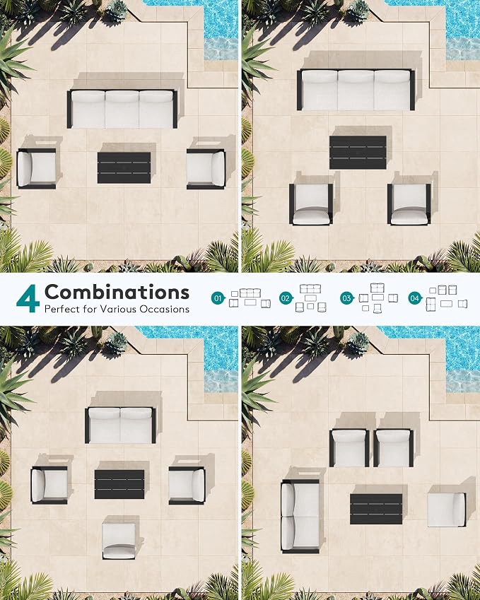 SERWALL HDPE Outdoor Patio Furniture Set with Coffee Table