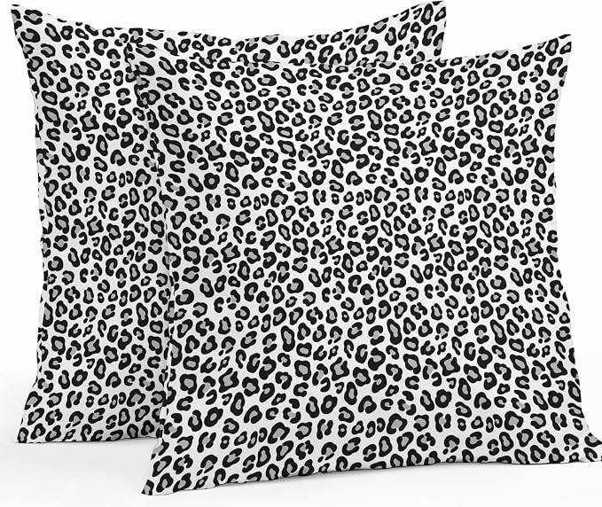 Vandarllin Outdoor Throw Pillows Covers 26x26 inch Set of 2 Waterproof Black Leopard Print Decorative Zippered Cushion Covers for Patio Furniture, Luxury Animal Fur Pattern Lumbar Pillowcases