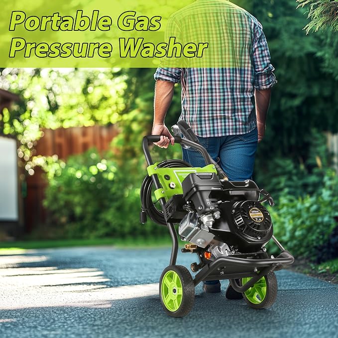 4200PSI Gas Pressure Washer 4.0GPM Gas Power Washer 209CC Gas Powered Washing Machine Commercial High Pressure Washer with 25ft Hose&5 Nozzles for Patio Garden Yard Vehicle,EPA/CARB/ETL