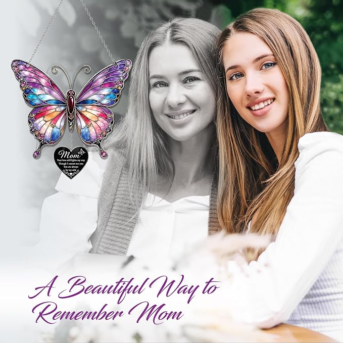 Butterfly 4 inch Suncatcher Memorial Gifts for Loss of Mom, Mother Memorial Gift, in Memory of Mom Gifts, Remembrance Gifts for Loss of Loved One, Memorial Keepsake Sympathy Gift