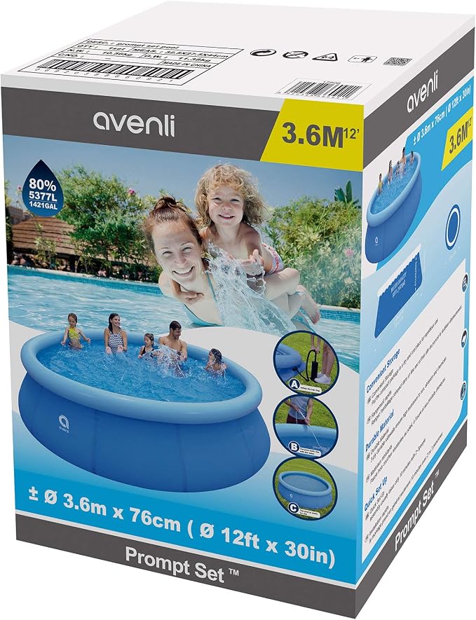 JLeisure Avenli 17808 12 Foot x 30 Inch 2 to 3 Person Capacity Prompt Set Above Ground Kids Inflatable Outdoor Backyard Kiddie Swimming Pool, 2 Pack
