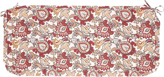 Magpie Fabrics Patio Bench Cushion Cover 42x18x3 Inch, NO Insert! Water Resistant Outdoor Loveseat Replacement Cover with Zipper (Botanical Red Orange)